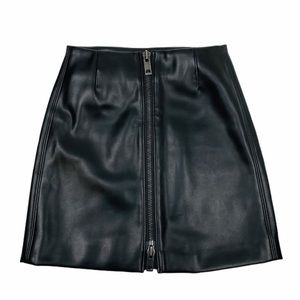 Aritzia Talula Faux Leather Black Lined Mini Zip Skirt XXS